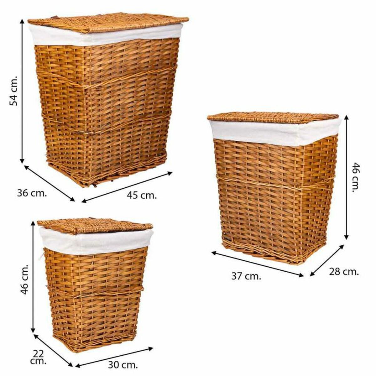 Košara za Umazano Perilo Alexandra House Living Rjava 36 x 54 x 45 cm 37 x 28 x 46 cm 30 x 22 x 38 cm 3 Kosi
